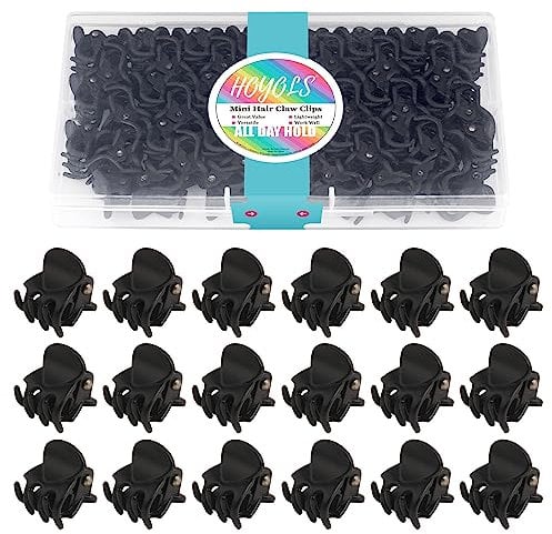 Hoyols 1/2 inch Tiny Hair Clips Matte Black, Small Clamp Claw Clips No Slip No Crease Strong Grip for Women Girls Men Fine Medium Thick Hair Styling Accessories 48 Pcs