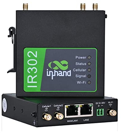 InHand Networks IR302 Industrial IoT LTE 4G VPN LTE Router, LTE Cat 1+ Wi-Fi, Dual SIM Card Slots, Cloud Platform Management, DI/DO Port, T-Mobile, AT&T and Verizon Support, UL Listed