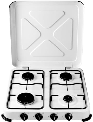 Briconess.com Cuisinière BB gaz cuisinière 4 feux Structure en acier pour camping Niklas