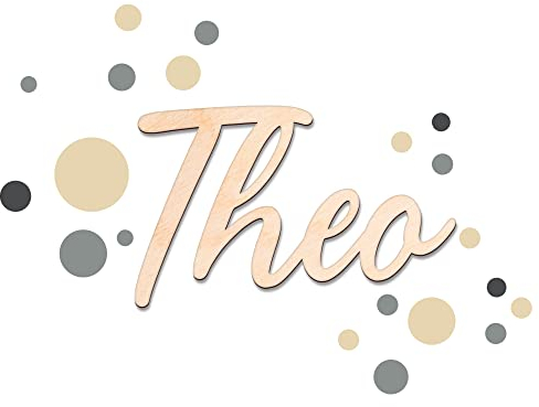 timalo® Türschild Holz personalisiert mit Namen. Individuelles Namensschild Kinderzimmer 3D Schriftzug Dekoration Tür Wanddeko Aufkleber | wood2-b-Kreise-30cm
