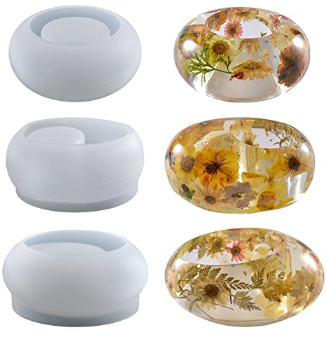 Woohome 3 Stück Gießform Kerzenhalter Silikonform Epoxidharzform, Kerzenhalter Silikonform Schmuck für Epoxidharz Casting, DIY Kerzenständer Handwerk