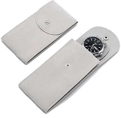 xianshengle Uhrentasche, Uhrenrolle, Uhren-Reiseetui für Männer und Frauen, tragbare Samt-Uhrentasche, Uhrenaufbewahrungstasche und Organizer, schützende Uhrenbox, Tasche mit (grau)