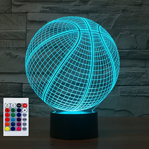 SUPERHONGJIHAO Luce notturna per i bambini 3D Basket Led Lampada con telecomando 16 Cambiare colore Regalo di compleanno di Natale per il bambino
