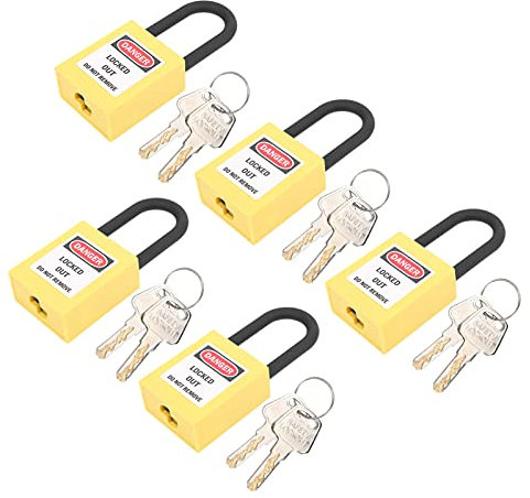 Psytfei 5 Juegos De Candado De Bloqueo De Loto De Seguridad Candado De Seguridad De Ingeniería De Nailon para Sitio Industrial 38mm(Amarillo)