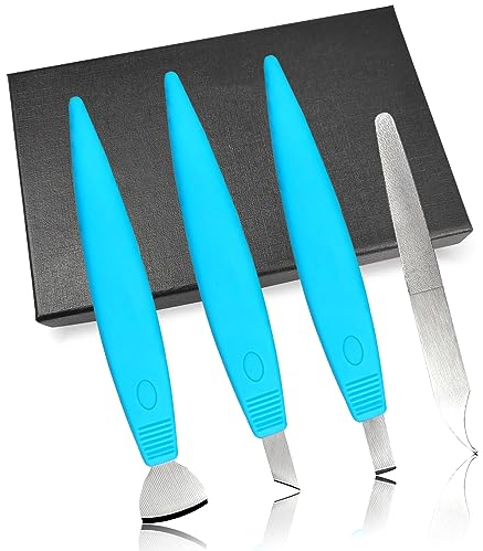 4 Stück Pediküre-Set Mit Aufbewahrungsbox, Professionelle Hornhauthobel Klingen Aus Edelstahl Fußpflege Maniküre Pediküre Messer, Professionelle Fußreparatur-Set, Tough Skin Remover Rasierer (Blau)