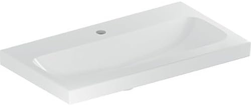 Geberit iCon Light Waschtisch mit verkürzter Ausladung, 75 cm x 42 cm, mit Hahnloch, ohne Überlauf,501842, 501.842.00.6, Farbe: Weiß