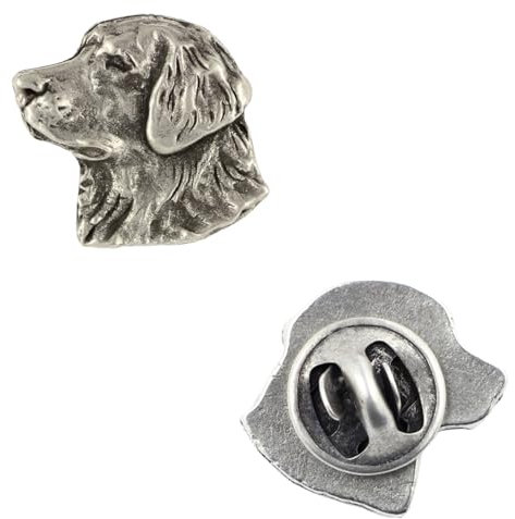 Art-Dog Unikate Silber Hund Anstecknadel - Versilbert Handmade - Broschen Frauen - Lustige Pins - Silber Brosche Schmuck - Golden Retriever – 1,8x2x3cm