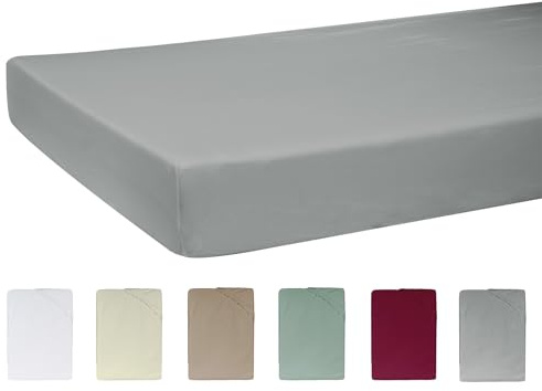 -beties- BasicSoft hochwertiges, weiches Premium Spannbetttuch ca. 180-200x200 cm mit Steghöhe ca. 25 cm. 3% Elasthan/97% supergekämmte Baumwolle (Silber-grau)
