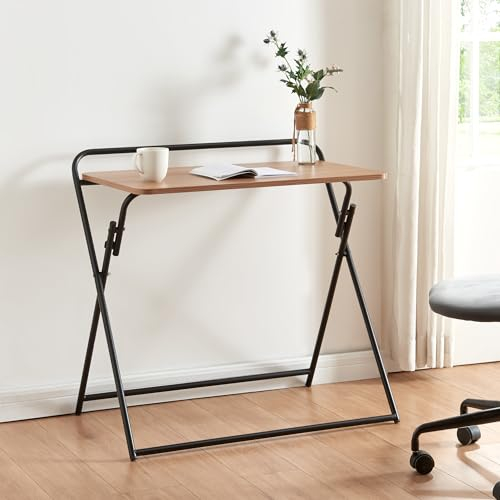 [en.casa] Klappbarer Schreibtisch Kvitsøy Laptoptisch Computertisch Bürotisch PC Tisch 85x50x80cm Kleiner Arbeitstisch Home Office Schwarz/Eiche