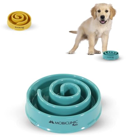 Mobiclinic® Pets, Comedero Lento antivoracidad, para Perros, Antideslizante, Forma de Espiral, 19, 5x4, 6X 20, 6cm, Bienestar digestivo, 500ml, Fácil Limpiar, Resistente y Duradero, Gatos, Mascotas