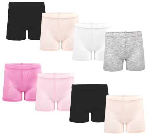 ZERULETS Girls Safety Short Dress Dance Breathable Shorts 8 Pack Kids Bike Cycling Shorts 2-10 Years - 100 110 120 130 140