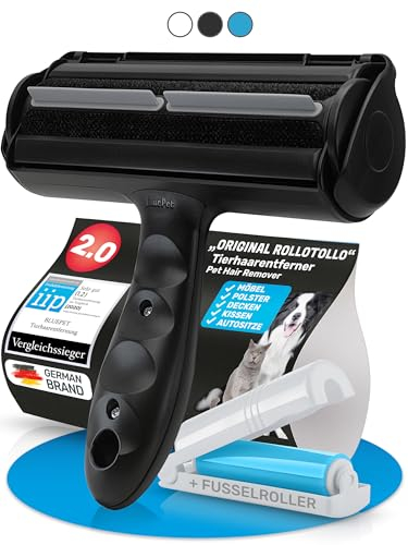 BluePet Original Tierhaarentferner inkl. Mini Fusselbürste für Kleidung I Wiederverwendbare Fusselrolle um Tierhaare, Katzenhaare, Hundehaare entfernen I Abwaschbar, Wiederverwendbar, Lint Remover