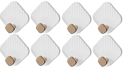 Koomuao Jumuao 8 Stück Selbstklebende Haken,Wandhaken ohne Bohren(max 2.5 kg),Wasserfeste Klebehaken Extra Stark,Wandhaken Selbstklebende für Badezimmer Küche Wohnzimmer (Weiß)