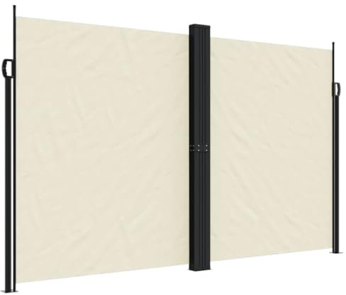 vidaXL Seitenmarkise, Sichtschutz Ausziehbar, Windschutz Sonnenschutz für Garten Balkon Terrasse, Seitenrollo Seitenwandmarkise, Creme 200x600cm