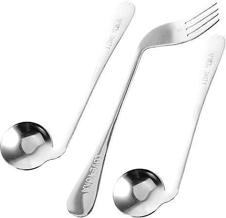 GOOHOCHY Juego De Tenedor Y Cuchara En Ángulo De Acero Inoxidable Cuchara Auxiliar Para Comer De Forma Fácil Y Segura