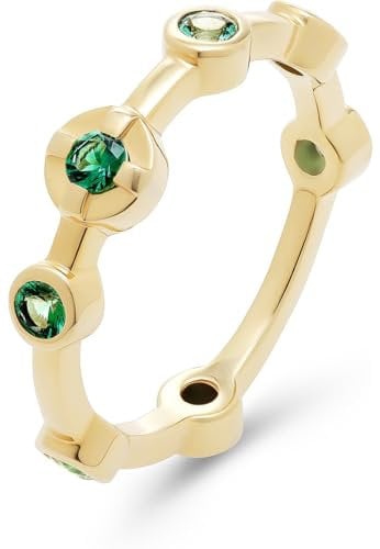JETTE Damen-Damenring 925er Silber, recycelt 7 Farbstein 59 Gelbgold 32027823