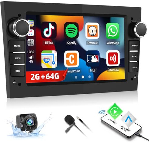 2G+64G CAMECHO Android13 Car Stereo for Opel Astra Corsa Vauxhall Meriva Zafira with Wireless Carplay Android Auto, 7” Touchscreen Bluetooth Car Radio GPS WiFi FM RDS SWC Rear Camera