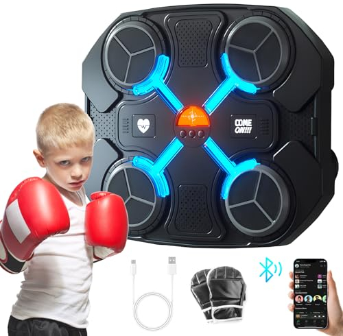 JAOGAUS Elektronische Musik Boxmaschine für Kinder, Boxautomat Zuhause zur Wandmontage, Smart Music Boxing Machine, Boxtraining, mit LED-Licht & Bluetooth-Sensor & Handschuhen