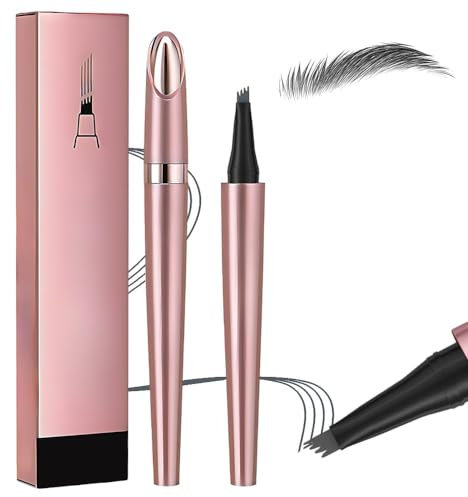 Magischer Wasserdichter 3D Augenbrauenstift mit 4 Gabelspitzen, Microblading Augenbrauenstift, 4 Punkt Brauenstift Langanhaltend Natürliche Augenbrauen Make-up (Grau)