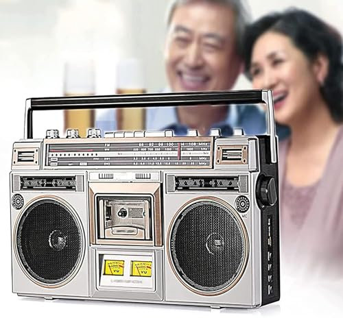 LHQYA Kassetten-Boombox, Bluetooth-CD-Player Mit AM/FM/SW1/SW2-Radio Und Recorder, Unterstützte Transkriptionsfunktion, TF-Karte, U-Disk/eingebauter Stereo-Lautsprecher