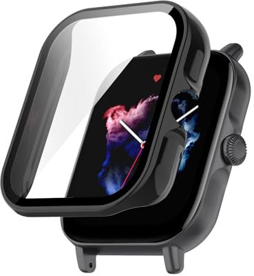 YAODLE Hülle für Amazfit GTS 3 42mm Schutzhülle,PC Ultradünne HD Hartglas Glas Kratzfest 360° Rundum Displayschutz (Schwarz)