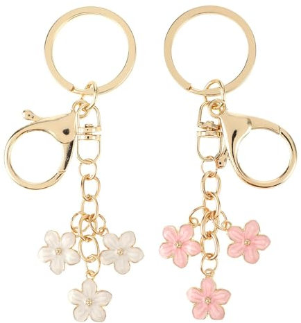 TOFBS Schlüsselanhänger Anhänger 2 Teiliges Set Zinklegierung Blumen Tasche Hängende Ornamente für Damen Schwestern Freunde Geschenk Set(A#1)