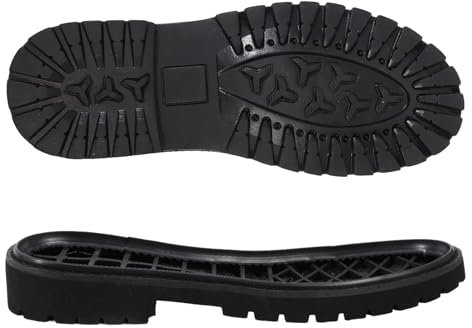 CHGCRAFT Suola per Scarpe in Gomma Shoe Replacement Gomma Suola Completa Un Paio di Scarpe in Pelle Suola Resistente all'abrasione Suola di Lavoro Scarpe e Stivali Suola di Stivali, Nero