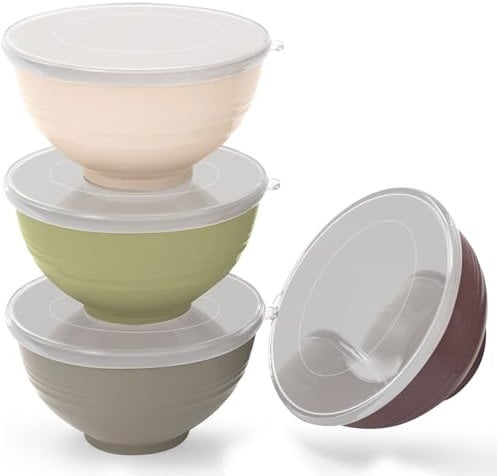 Greentainer Müslischüssel 24 OZ schüssel mit Deckel/Salatschalen,4er 710ml Unbreakable Cereal Bowls|Obstschale, Suppenschüssel für Kinder und Erwachesene|Leicht & Bruchsicher