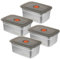 Wensdr 4 Packs Meal Prep Containers with Lids 7.4x5.31x3.2 Inches Stainless Steel Leak Resistant Containers with Lids Pizza Bread Proofing Box 1500ml