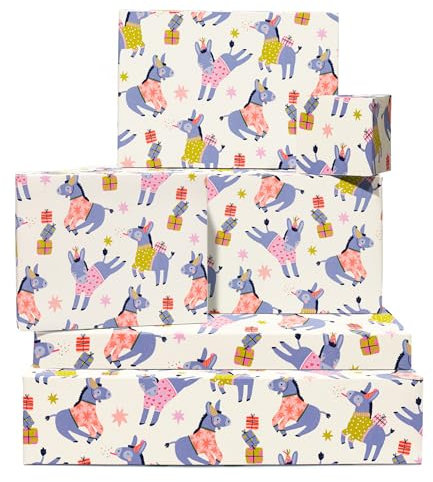 Esel-Geschenkpapier für Männer und Frauen – 6 Blatt beiges Geschenkpapier – Esel-Party – lustiges Geschenkpapier für Freunde – mit Aufklebern – von Central 23