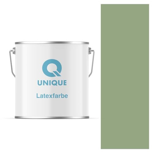Q UNIQUE Latexfarbe 5L (ca.35m2) Dunkel olivgrün Innenfarbe Wandfarbe Deckenfarbe Klasse 3 Mattfarbe Scheuerfest Hohe Deckkraft