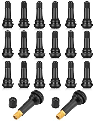 MYGLOAR 20-teiliges Set TR413-Gummiventile, Autoventile, Tubeless-Ventile, Ventilkappen, Autoventilabdeckungen, aufsteckbare Gummiventile, geeignet für Automobile, Motorräder und Fahrradventile