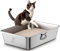 Lettiera Acciaio Inox per Gatti, con Maniglie Laterali, Lettiera Grande Aperta per Gatto Grandi, Piccoli e Conigli, Lettiera Gatto XXL per Gatti Antiaderente, Facile da Pulire, Antiodore e Spaziosa
