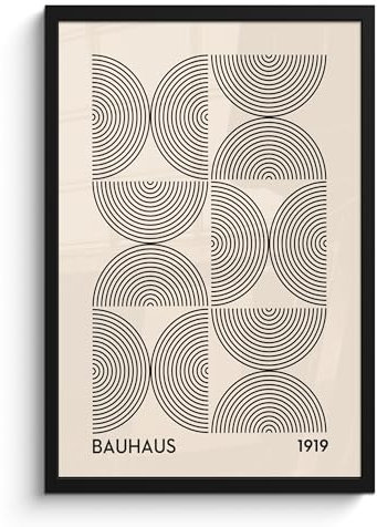 MuchoWow© Bilder mit Rahmen 40x60 cm Poster Wanddekoration Wohnzimmer Deko Modern Geschenke Bilderrahmen Bauhaus - Vintage - Modern - Schwarz - Kunst