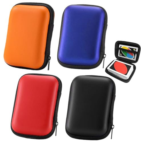 4Pcs UNO Card Case Holder, Waterproof Playing Card Storage Box for UNO Cards, Durable & Portable Card Game Organizer with Zipper Closure – Fits Standard Size Cards (Red, Navy Blue, Orange, Black)