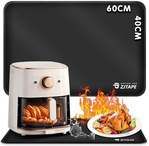 ZJTAPE Feuerfeste Unterlage, Hitzeschutzmatte - 60x40cm, Hitzebeständige Matte für Arbeitsplattenschutz, Rutschfest & Wasserdicht Silikonmatten für Mikrowelle, Airfryer, Kaffeemaschine