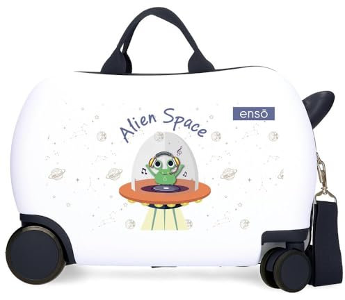Enso Alien Space Kinderkoffer, weiß, 45 x 31 x 20 cm, starr, 1,8 kg, seitlicher Kombinationsverschluss, ABS, 1,8 kg, 24,6 l, Handgepäck, weiß, Talla única, Kinderkoffer