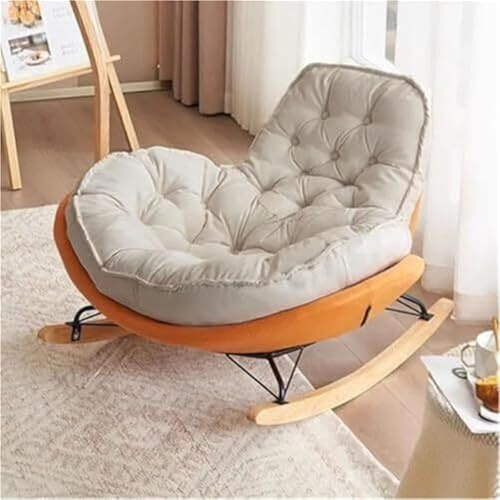 TINGMIAN Moderner Schaukelstuhl Wohnzimmer Flanellkissen for Schlafzimmer, Wohnzimmer, Drinnen Und Draußen(Orange)