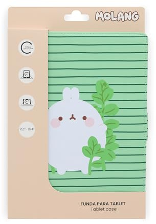 WONDEE Molang Funda Tablet Universal de 10,2 a 10,4 Pulgadas - Con Posición Vertical y Horizontal y Diseño Kawaii de Molang, Compatible con Ipad, Samsung y Todas entre 10,2 y 10,4 - Molang Regalos
