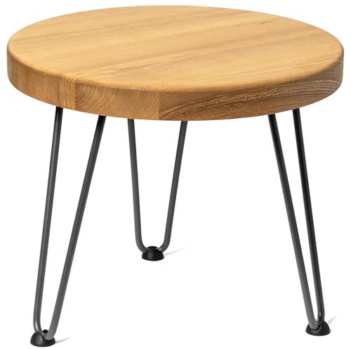 LAMO Manufaktur Couchtisch rund aus Holz 40 cm | Beistelltisch Couch | Nachttisch Holz, Wohnzimmertisch klein, Kaffeetisch | Stärke: 40 mm, Farbe: Rustikal, Beine: Anthrazit, Höhe: 30 cm