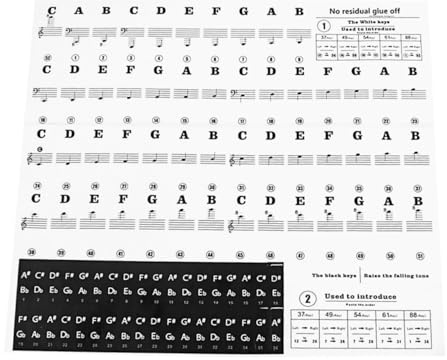 ERINGOGO Transparent Abnehmbare Klavieraufkleber für Tasten Dünne Transparente Klaviertastatur Beschriftung für Anfänger und Wiederverwendbare Piano Keyboard Sticker
