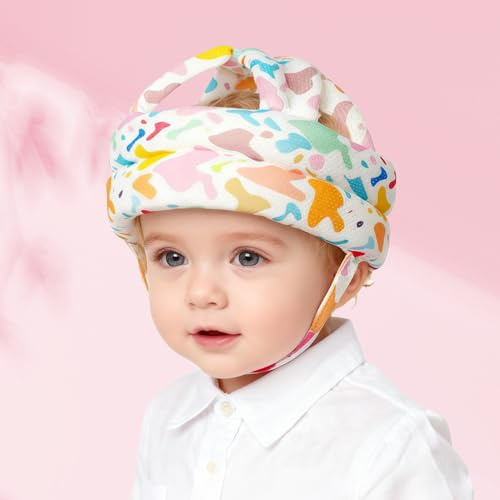 JUNUNDJING Casque Bebe Antichoc Protection, Casque Bébé Anti Choc, Casque Protection Bebe, Casque Anti Chute Bebe, Ajustable, Respirant, Convient Aux Enfants De 6 à 36 Mois, Colorés