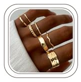 Chriscoco 7 Stück Ringe Gold/Silber Damen Einstellbare Offene Ring Set | Stapelringe,Chunky Minimalistisch Ring,14K Vergoldete Eheringe,Verlobungsring Promise Ringe,Silber/Gold Schmuck Geschenke