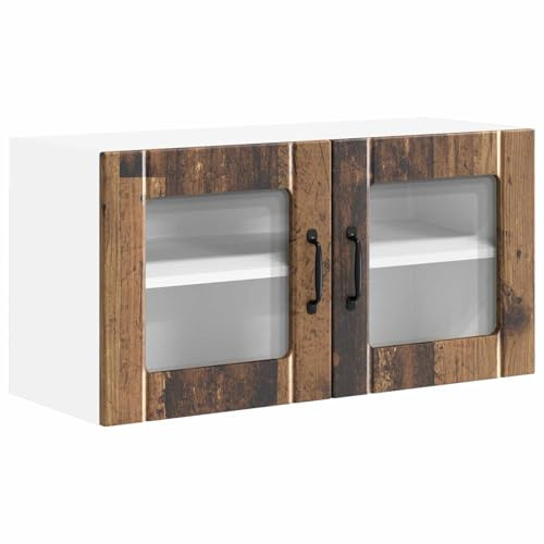 XHNIFBN Küchenschrank Altholz 80 x 31 x 40 cm Holzwerkstoff Modernes Design mit Schiebetüren Stauraum für Töpfe & Zubehör Robust & Langlebig Küche Wohnzimmer Büro