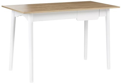 Beliani Schreibtisch Hellbraun/weiß 120 x 60 cm mit Schublade minimalistisch Vitrion