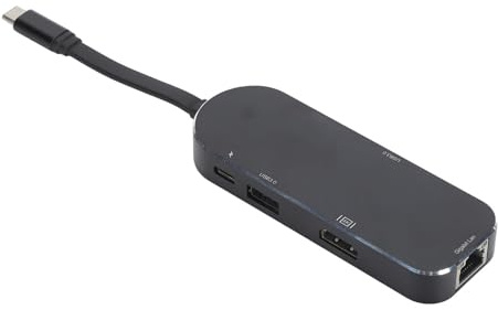 KUIDAMOS Station d'accueil 7 en 1 de Type C avec Ports USB 3.0 et Sortie 4K pour Le Bureau à Domicile et Le Divertissement (Noire)