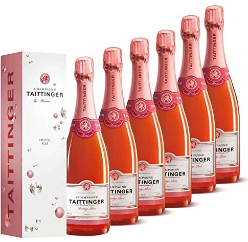 Taittinger Champagner Set 6x 0,75l Brut Prestige Rosé je in Geschenkverpackung - Champagnerset