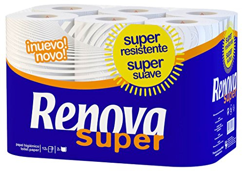 Renova Super Toilet Paper 2 Ply White, 12 Rolls