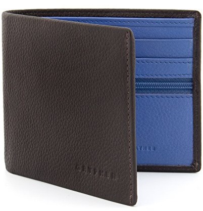 Gryphen Men's RFID Blocking Genuine Leather Wallet (Brown/Blue)