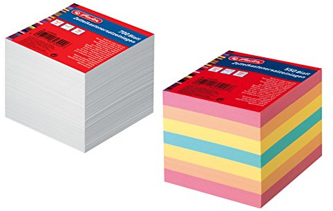 2x Herlitz Zettelbox Nachfüller / 700 weiße + 550 Blatt farbige Notizblätter
